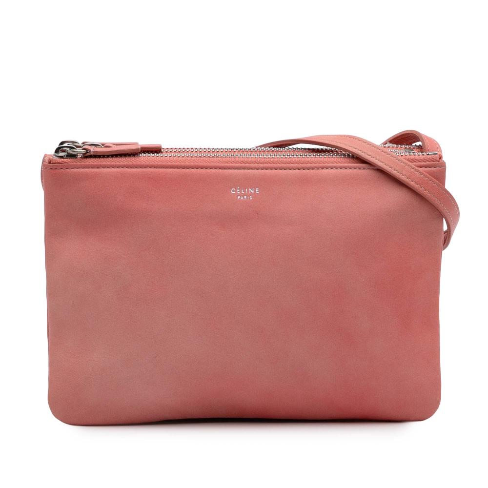 Celine B Celine Pink Blush Lambskin Leather Leather Small Lambskin Trio Crossbody Italy