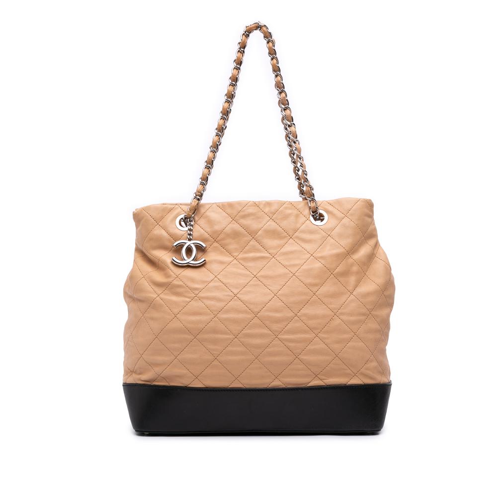 Chanel B Chanel Brown Nude Calf Leather Large Quilted Iridescent skin VIP Tote Italy
