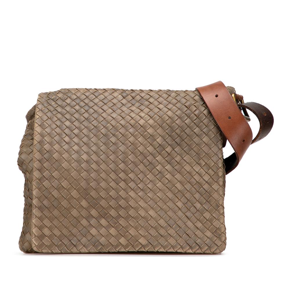 Bottega Veneta B Bottega Veneta Brown Camel Nappa Leather Leather Nappa Intrecciato Messenger Bag Italy