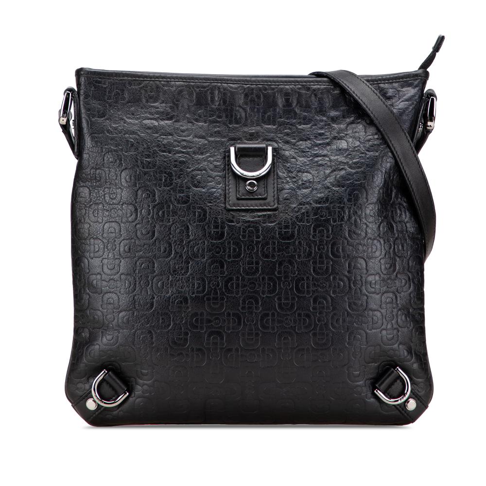 Gucci B Gucci Black Calf Leather Embossed Horsebit Abbey D Ring Crossbody Italy