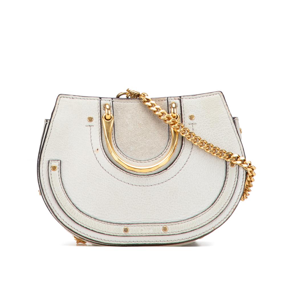 Chloé B Chloé White Off White Calf Leather Mini skin Suede Pixie Signature Satchel Spain