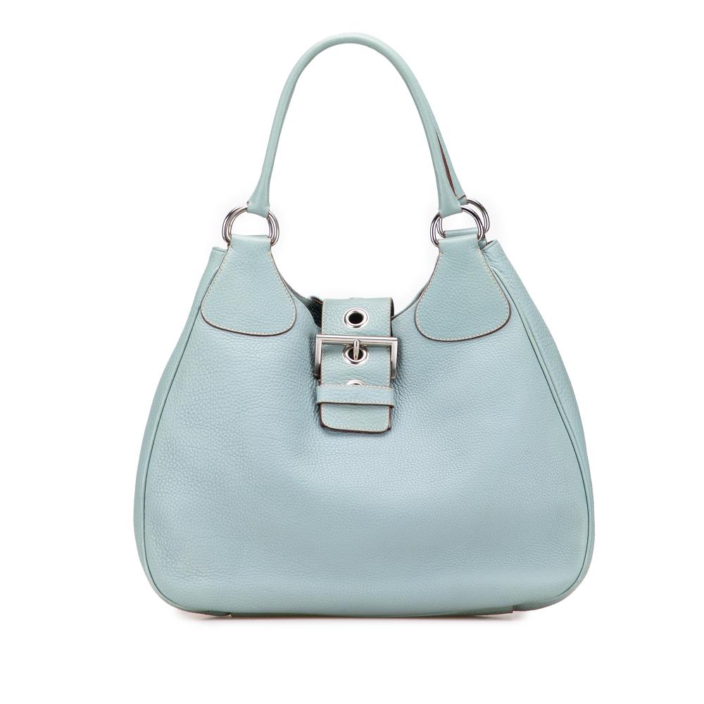 Prada B Prada Blue Light Blue Calf Leather Vitello Daino Shoulder Bag Italy
