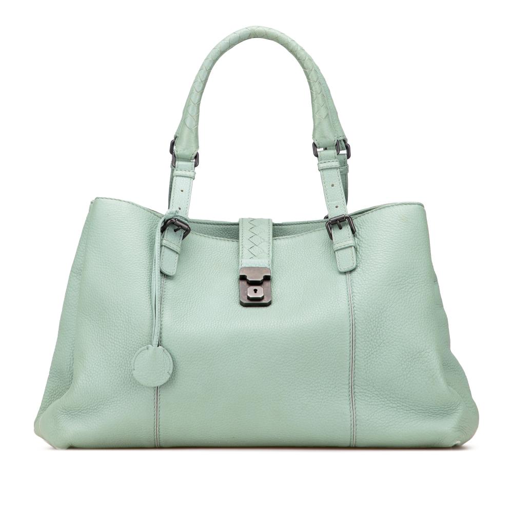 Bottega Veneta B Bottega Veneta Green Mint Goatskin Leather Medium Cervo Roma Tote Italy