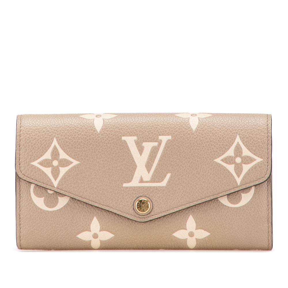 Louis Vuitton AB Louis Vuitton Brown Beige Monogram Empreinte Leather Bicolor Sarah Wallet Spain
