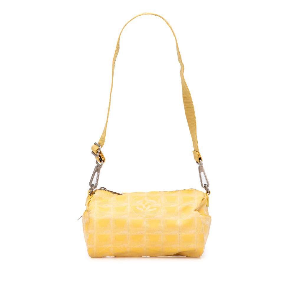 Chanel B Chanel Yellow Mustard Nylon Fabric New Travel Line Barrel Shoulder Bag Italy