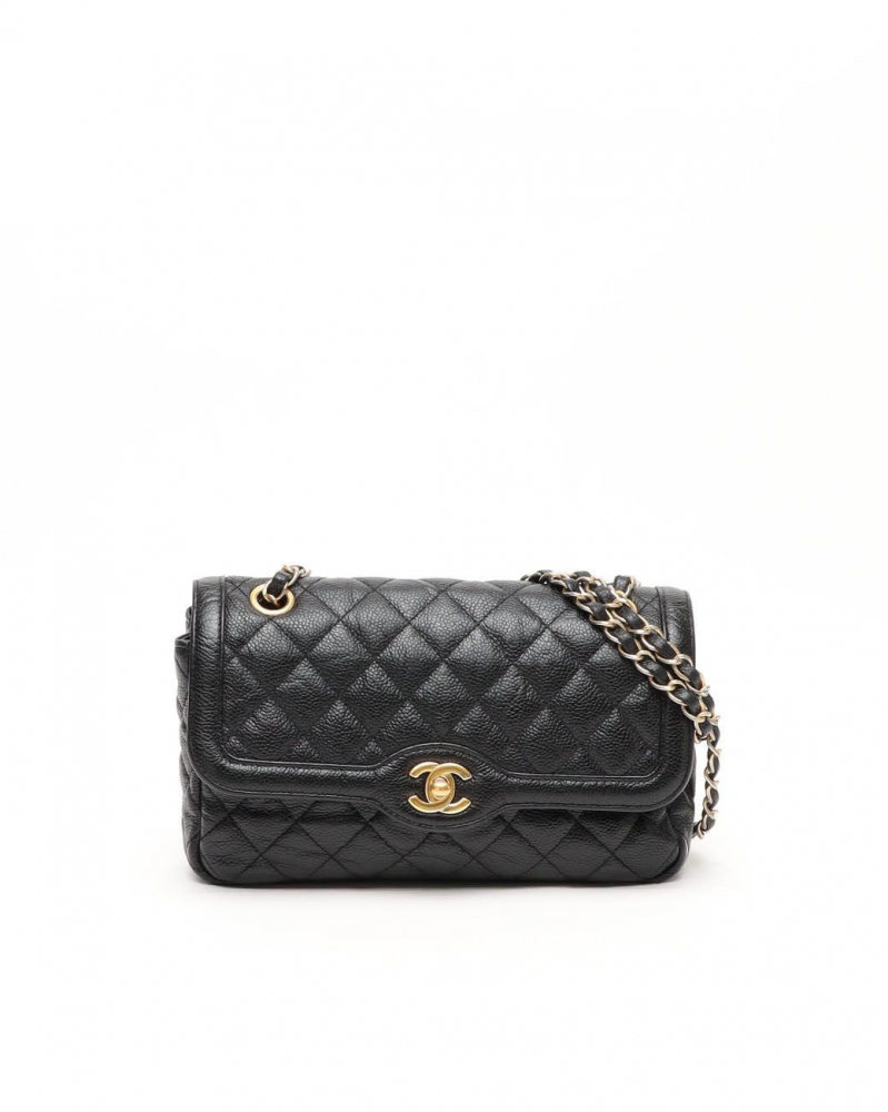 Chanel Classic Caviar Crumpled Small Single Flap Bag