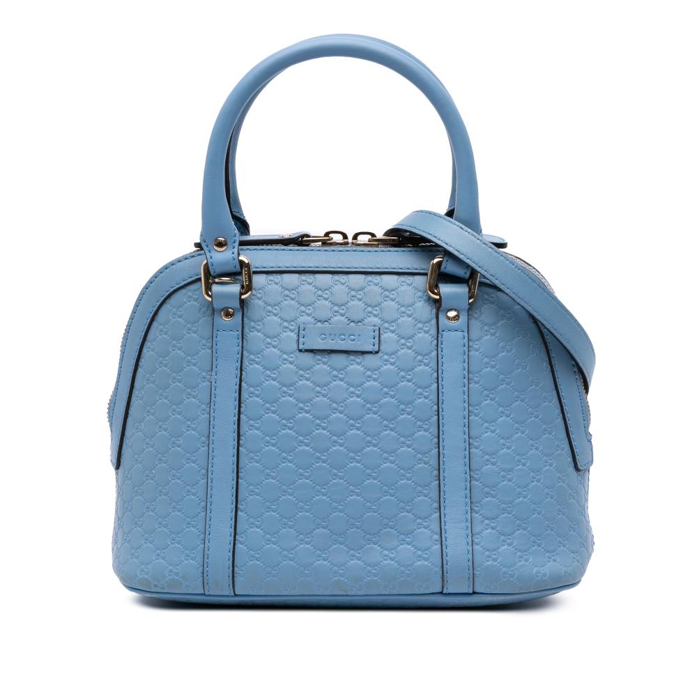 Gucci B Gucci Blue Light Blue Calf Leather Mini Microguccissima Dome Satchel Italy