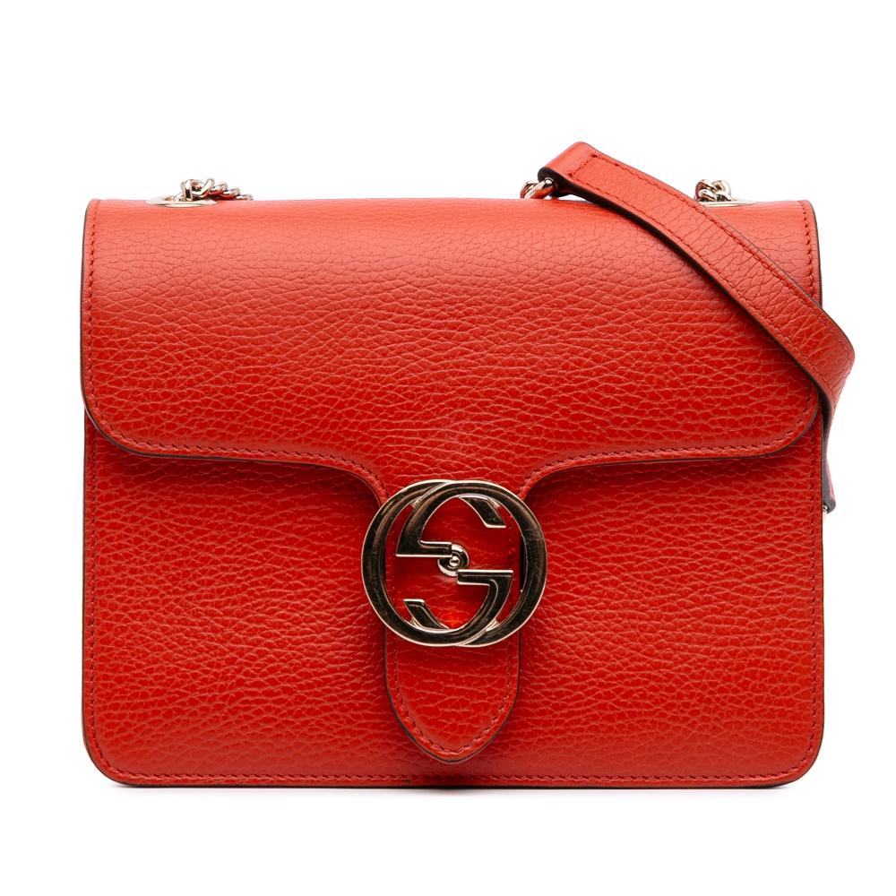 Gucci B Gucci Orange Calf Leather Small Dollar skin Interlocking G Crossbody Italy