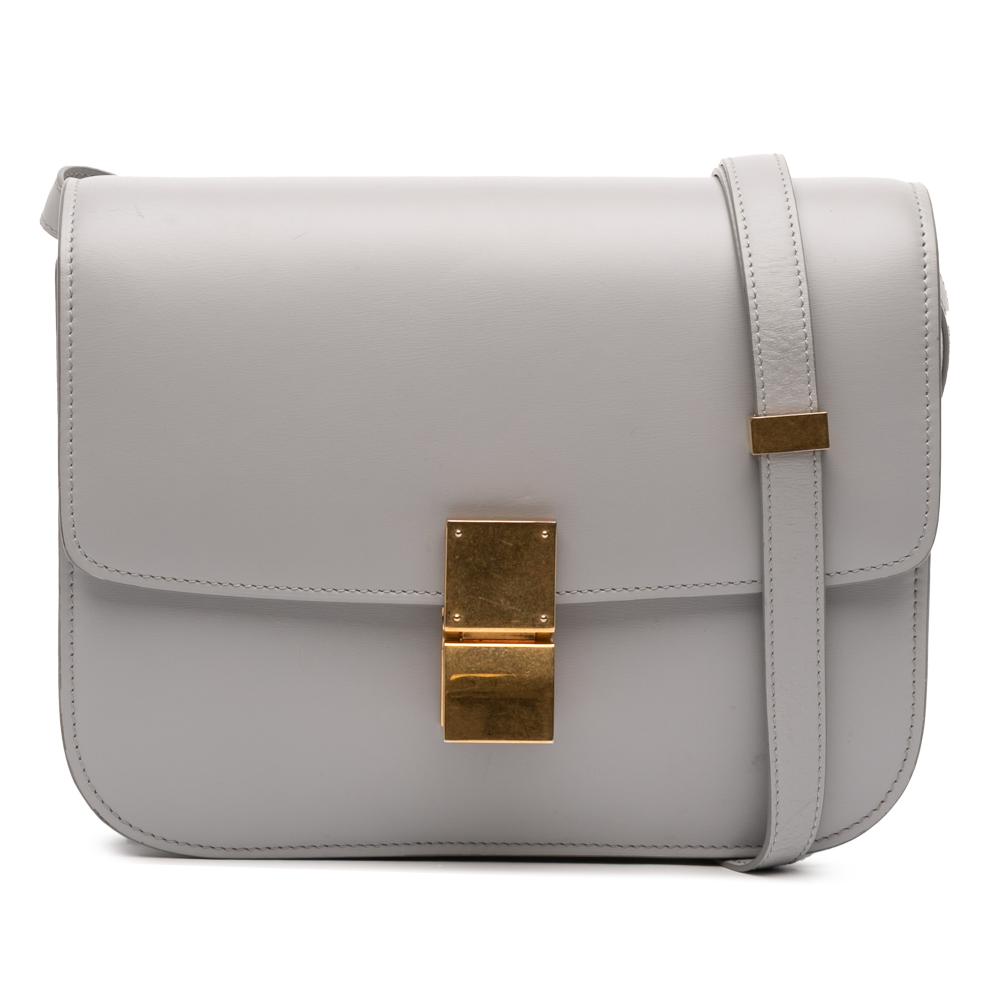 Celine B Celine Gray Light Gray Calf Leather Medium skin Classic Box Italy