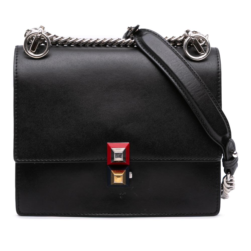 Fendi B Fendi Black Calf Leather Small Kan I Crossbody Italy