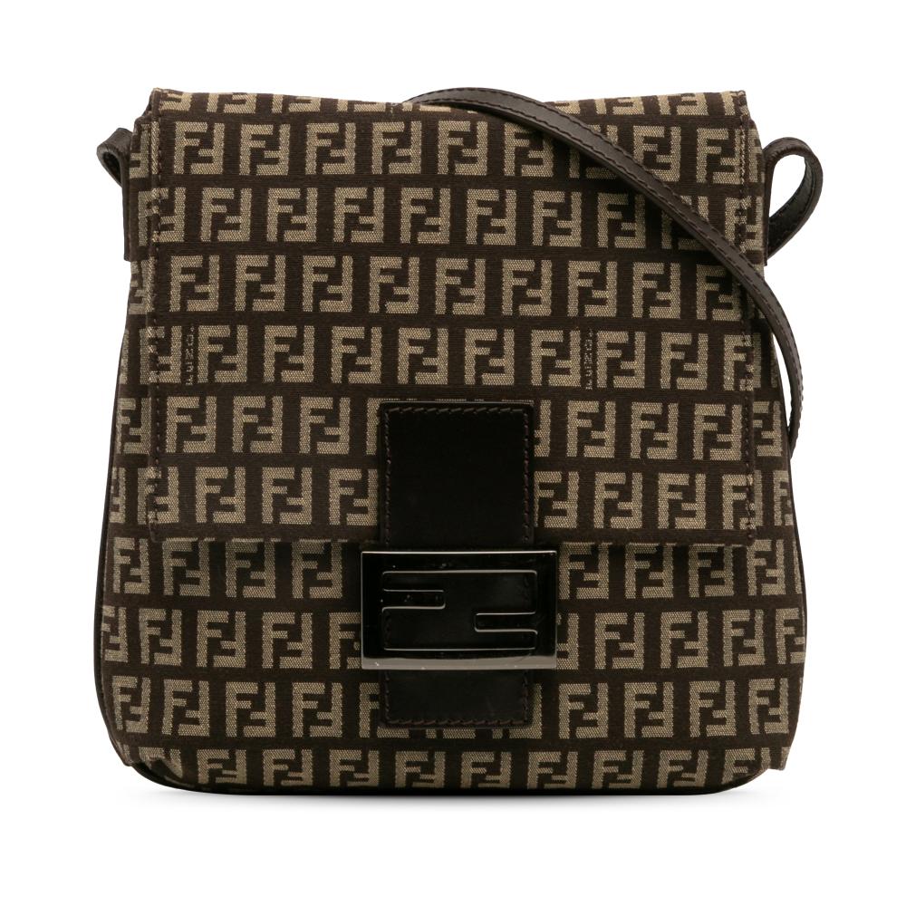 Fendi B Fendi Brown Dark Brown Canvas Fabric Zucchino Crossbody Italy