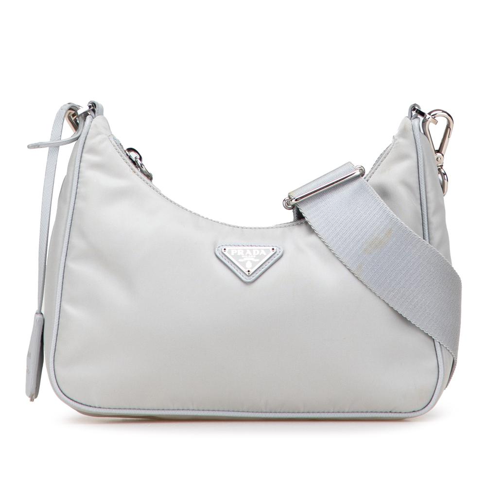 Prada B Prada Gray Light Gray Nylon Fabric Re Re Edition 2005 Satchel Italy