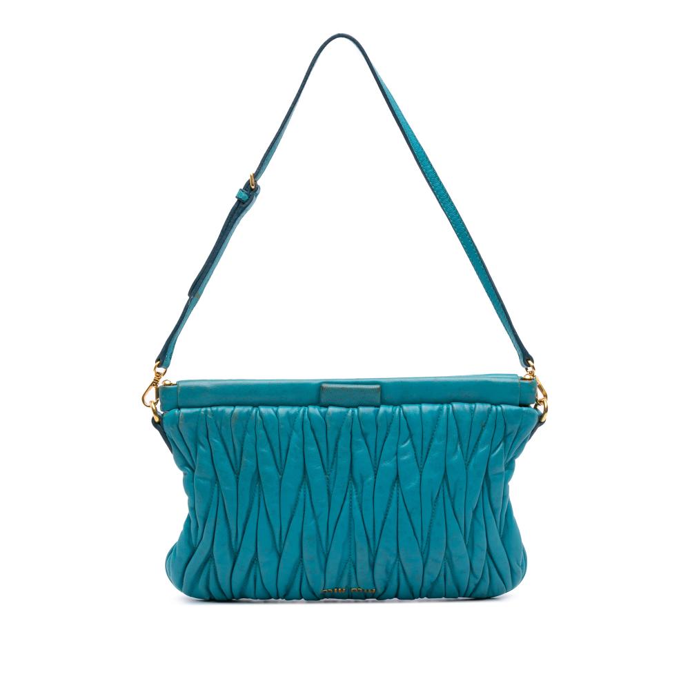 Miu Miu B Miu Miu Blue Aqua Lambskin Leather Leather Matelasse Lambskin Shoulder Bag Turkey