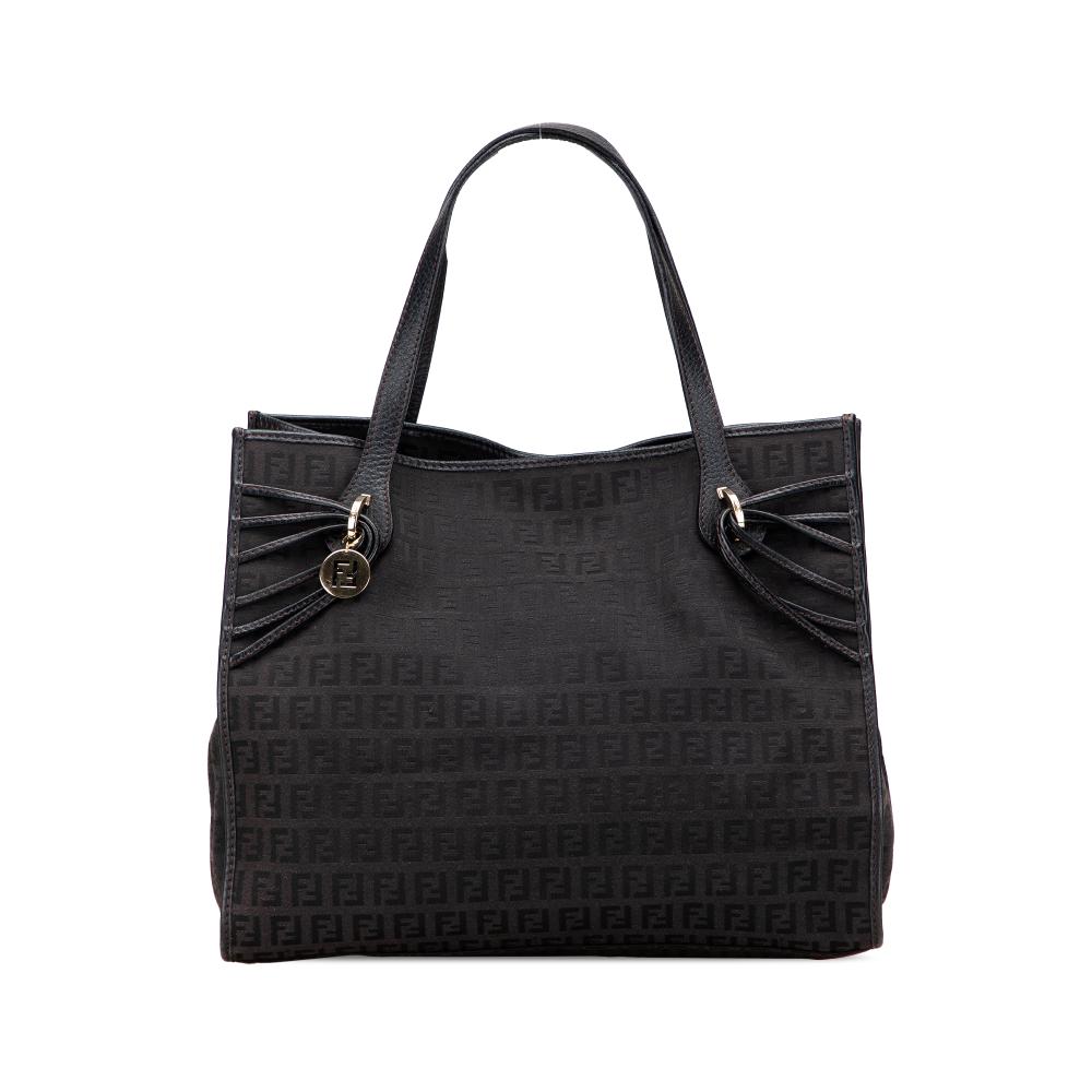 Fendi B Fendi Black Canvas Fabric Zucchino Tote Italy