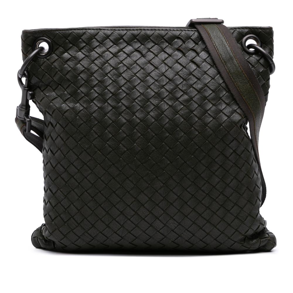 Bottega Veneta B Bottega Veneta Green Dark Green Nappa Leather Leather Nappa Intrecciato Crossbody Italy