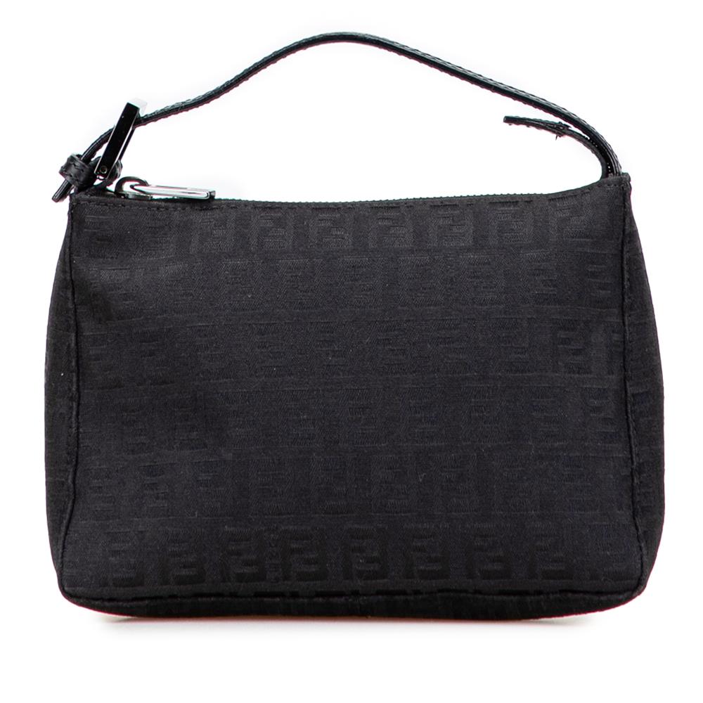 Fendi B Fendi Black Canvas Fabric Zucchino Handbag Italy