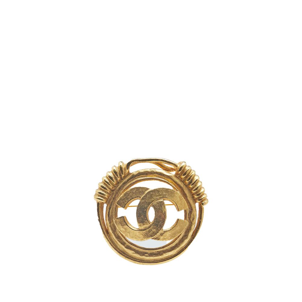 Chanel AB Chanel Gold Gold Plated Metal CC Brooch France