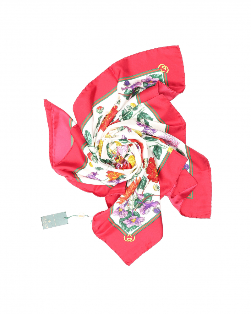 Gucci 90 Floral Silk Scarf