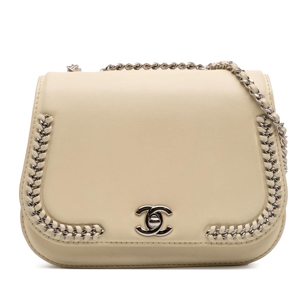 Chanel B Chanel White Ivory Calf Leather Small skin Braided Chic Flap France