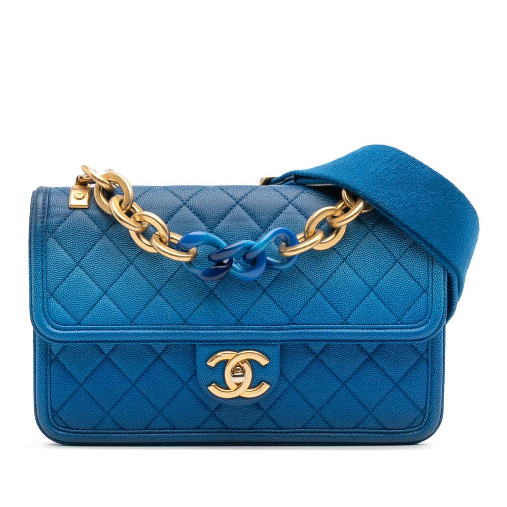 Chanel B Chanel Blue Caviar Leather Leather Medium Quilted Caviar Sunset On The Sea Flap Italy