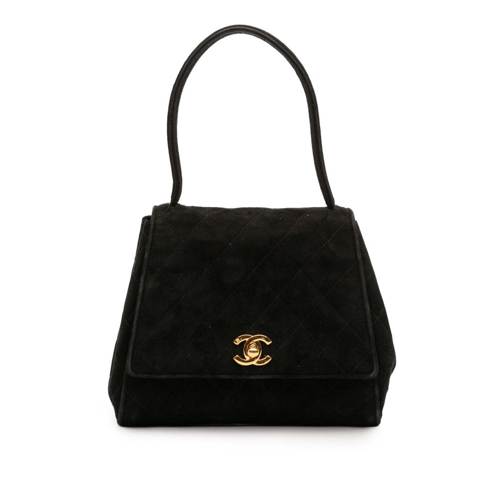 Chanel B Chanel Black Velvet Fabric CC Quilted Flap Italy