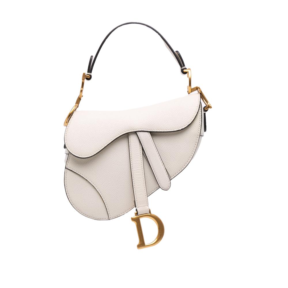 Christian Dior B Dior White Calf Leather Mini Grained skin Saddle Bag Italy