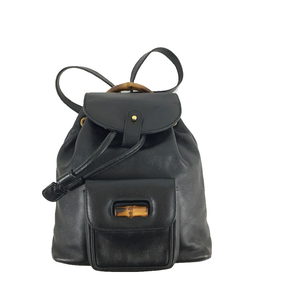 Gucci Bamboo Backpack in black leather