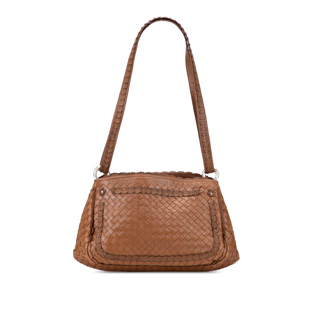 Bottega Veneta B Bottega Veneta Brown Nappa Leather Leather Nappa Intrecciato Shoulder Bag Italy