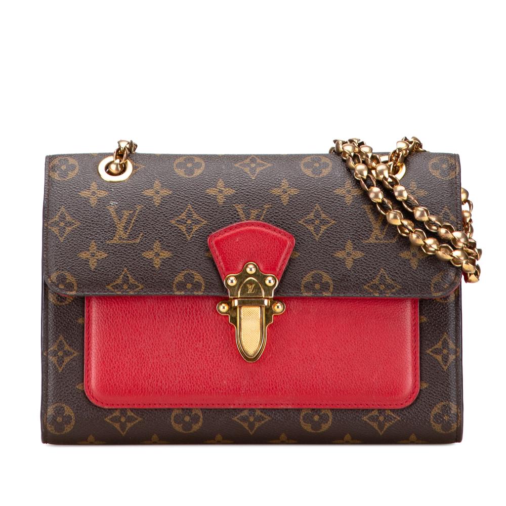 Louis Vuitton B Louis Vuitton Brown with Red Monogram Canvas Fabric Monogram Victoire France
