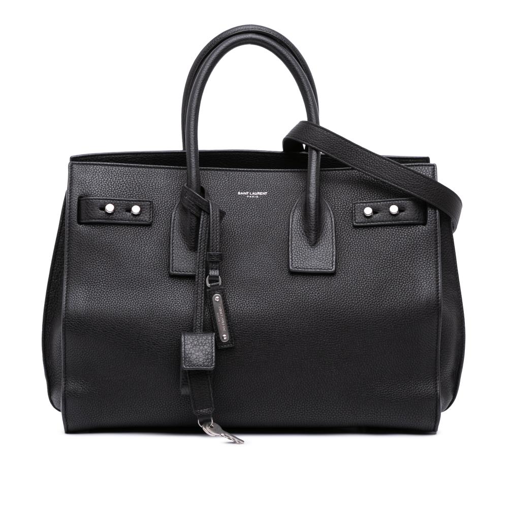 Saint Laurent B Saint Laurent Black Calf Leather Small Grained skin Supple Sac De Jour Satchel Italy