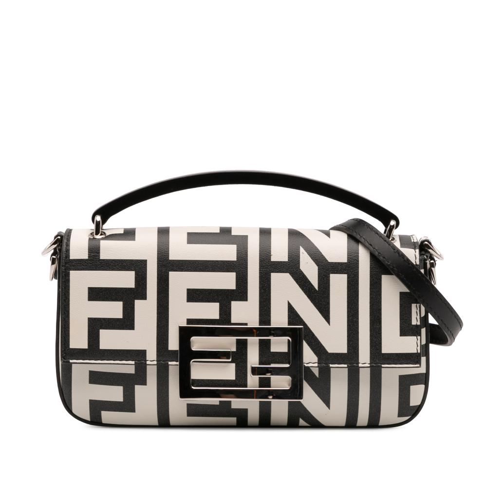 Fendi White Marc Jacobs Nappa Vitello King Logo Print Baguette Phone Pouch Satchel Italy