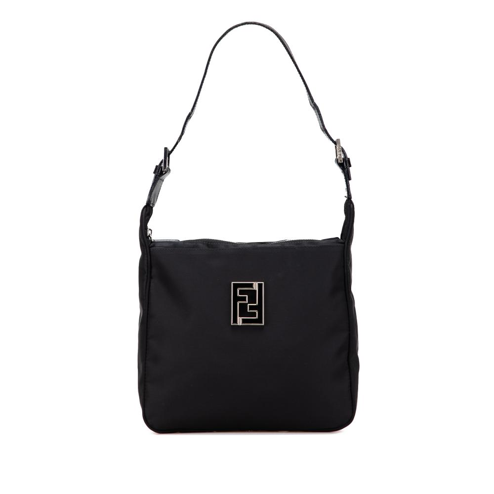 Fendi B Fendi Black Nylon Fabric FF Shoulder Bag Italy
