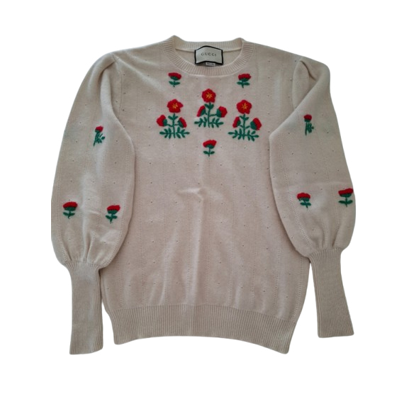Gucci Luxuriöser Pullover aus bestickter Wolle