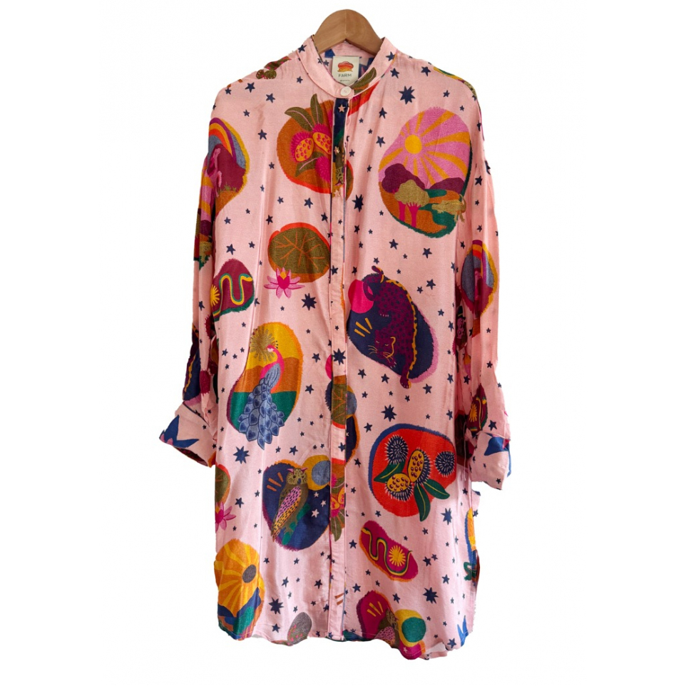 Farm Rio Silk blend shirt dress