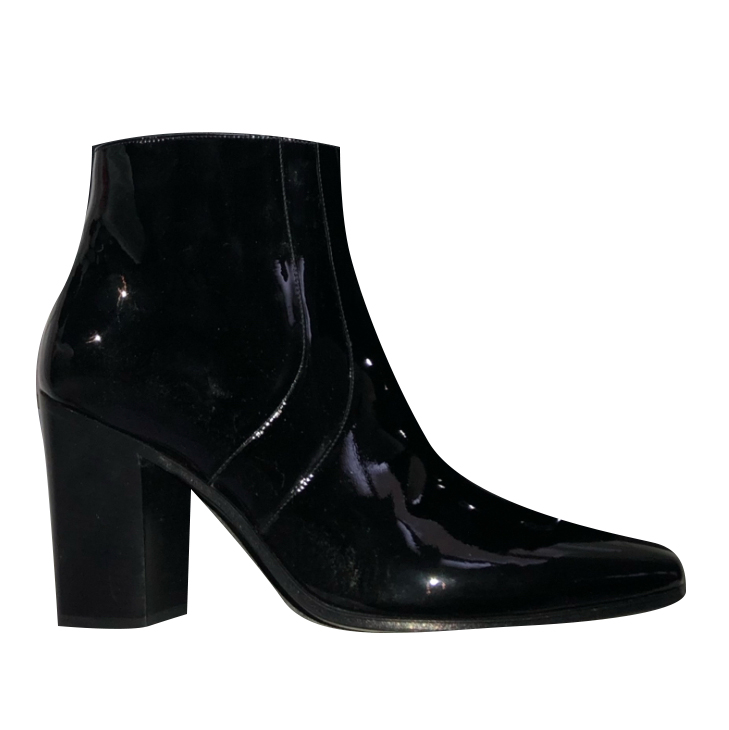 Saint Laurent Bottines en cuir verni 90