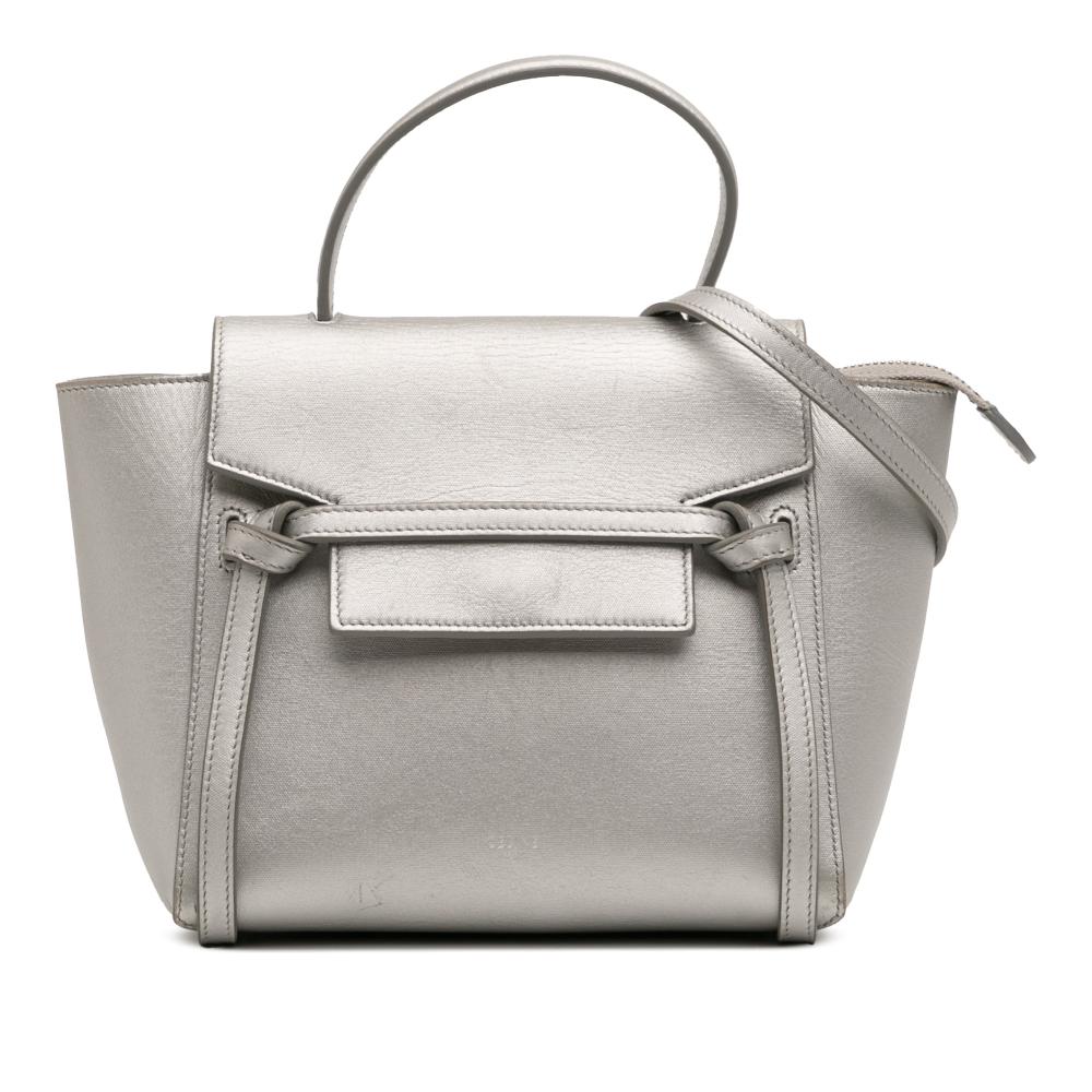 Celine B Celine Silver Calf Leather Nano Laminated skin Belt Bag Italy