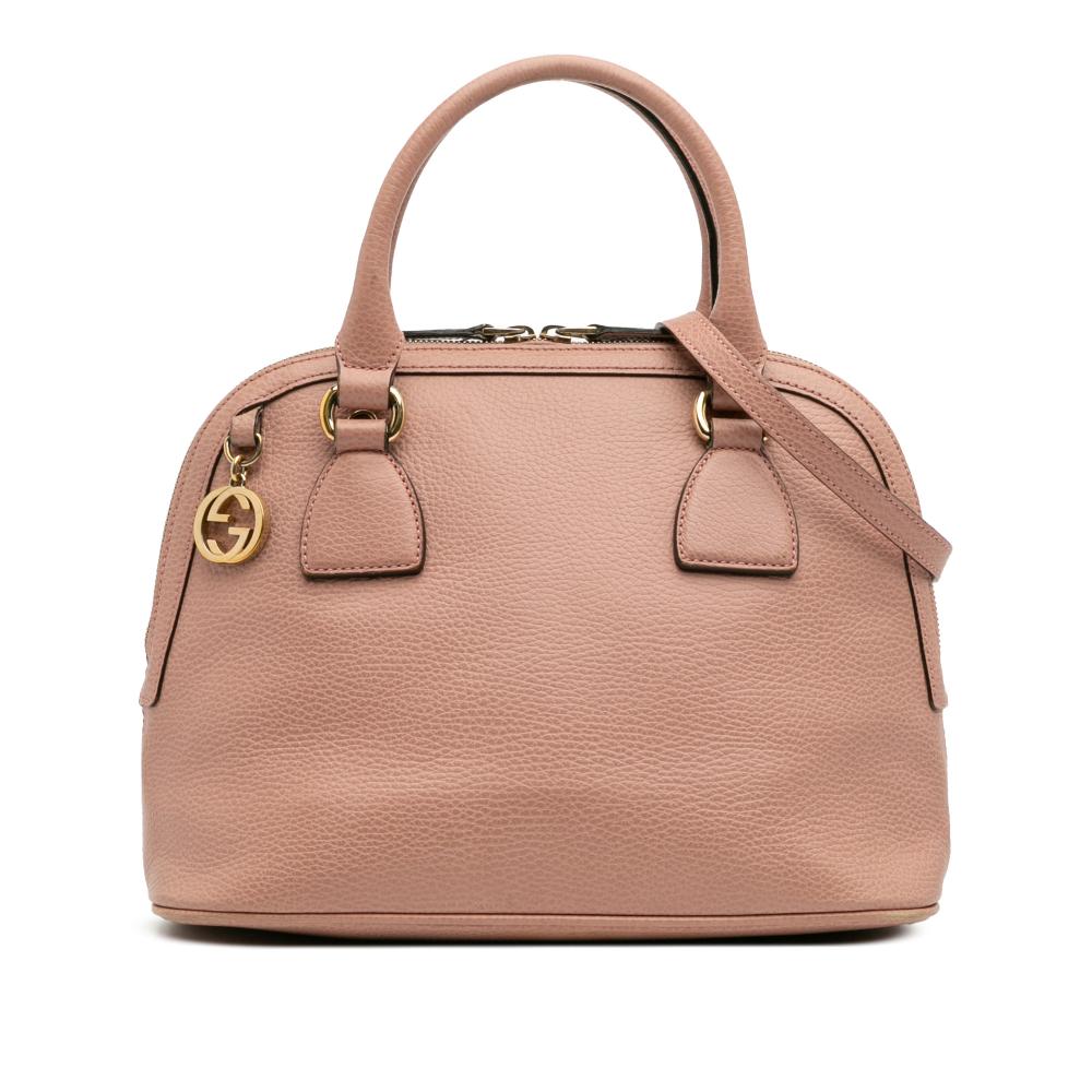 Gucci B Gucci Pink Salmon Calf Leather Small Dollar skin GG Charm Dome Satchel Italy