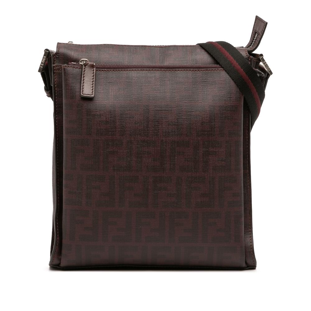 Fendi B Fendi Brown Coated Canvas Fabric Zucca Crossbody Italy