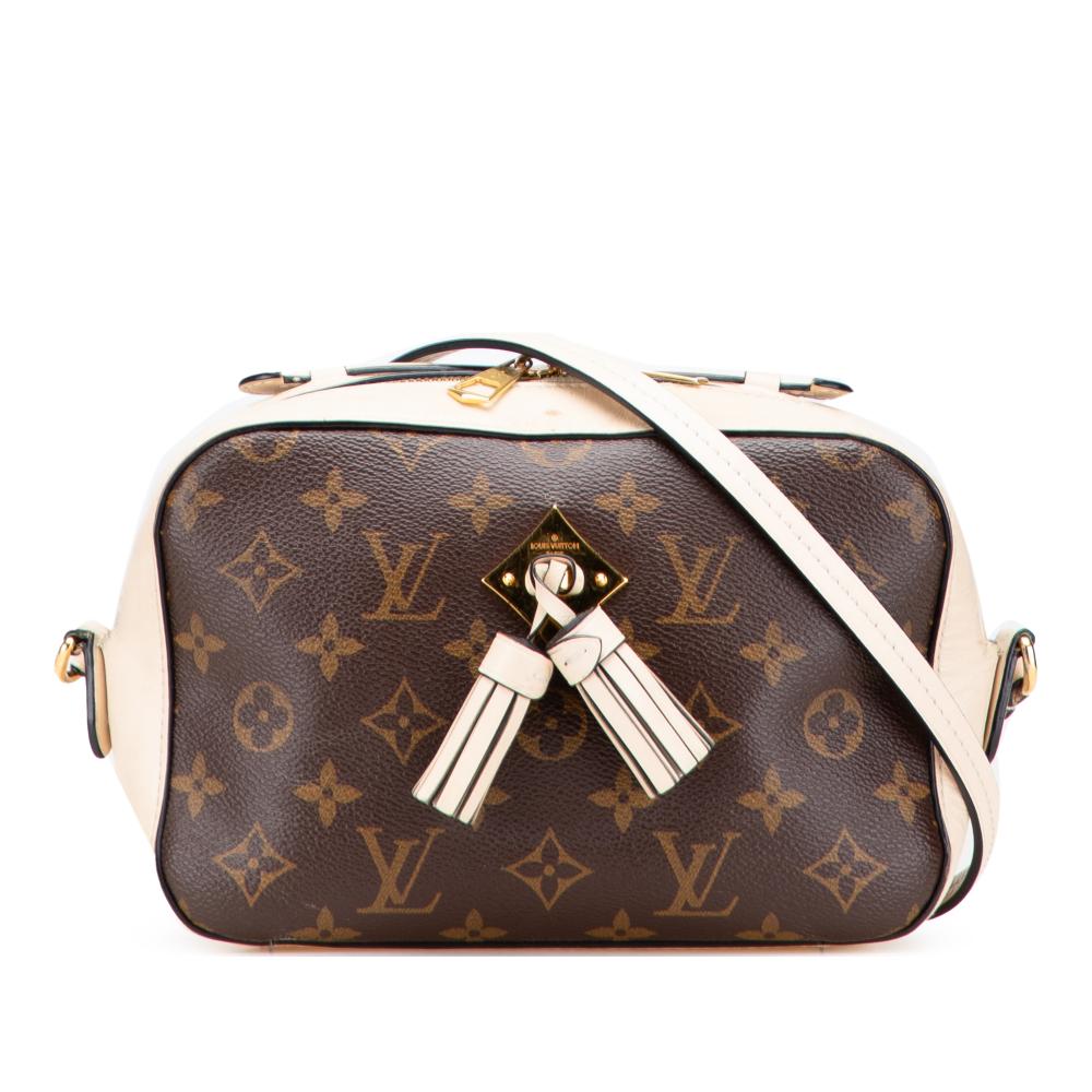 Louis Vuitton B Louis Vuitton Brown with White Monogram Canvas Canvas Monogram Saintonge Spain