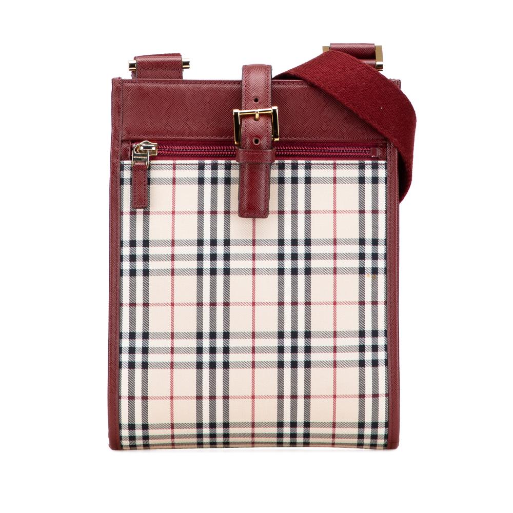 Burberry B Burberry Brown Beige with Red Canvas Fabric House Check Crossbody United Kingdom