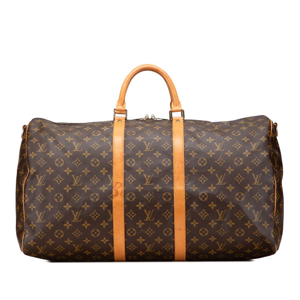 Louis Vuitton B Louis Vuitton Brown Monogram Canvas Canvas Monogram Keepall Bandouliere 55 France
