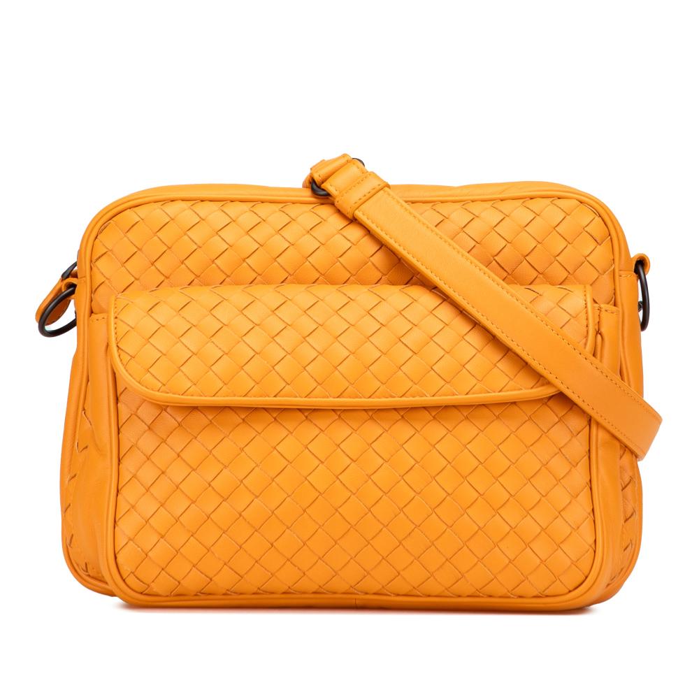 Bottega Veneta Yellow Nappa Intrecciato Front Pocket Messenger Bag Italy