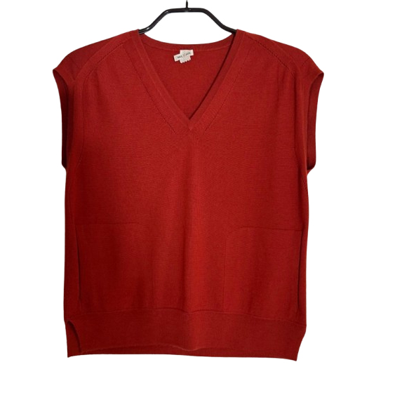 Hermès Ärmelloses Top aus Kaschmir in Ziegelsteinfarbe