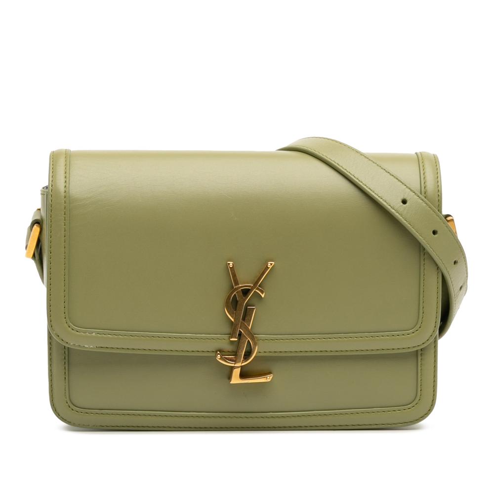 Saint Laurent B Saint Laurent Green Olive Green Calf Leather Medium Solferino Satchel In Box Italy