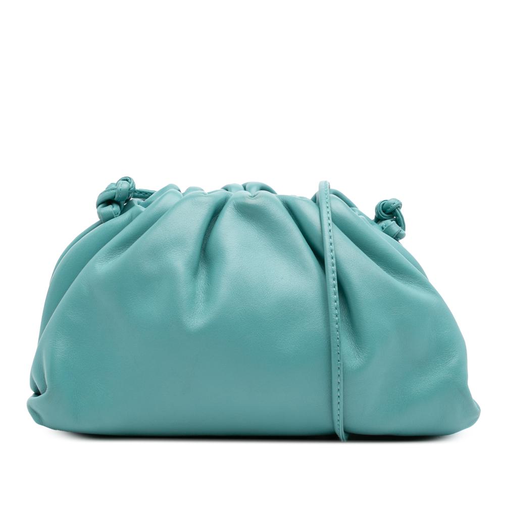 Bottega Veneta AB Bottega Veneta Blue Turquoise Lambskin Leather Leather Lambskin The Mini Pouch Crossbody Italy
