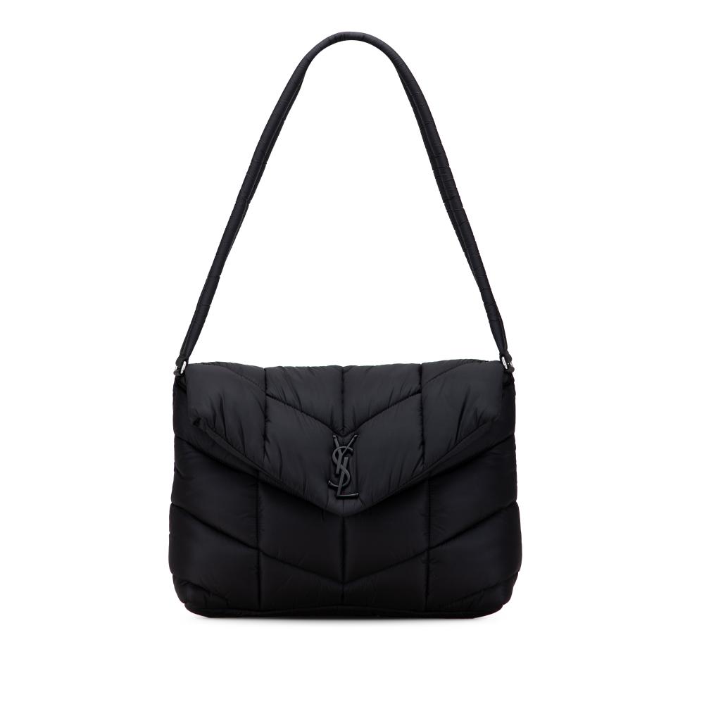 Saint Laurent B Saint Laurent Black Nylon Fabric Quilted Econyl Lou Puffer Messenger Bag Italy