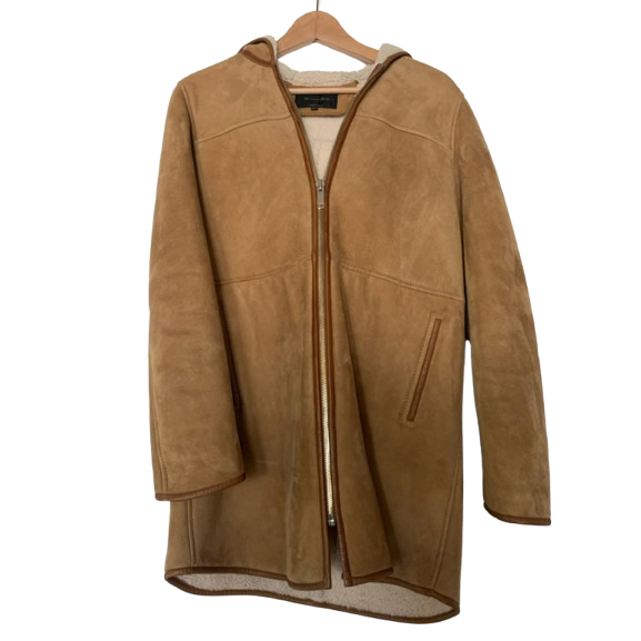 Massimo Dutti Wildledermantel mit Lammfellfutter