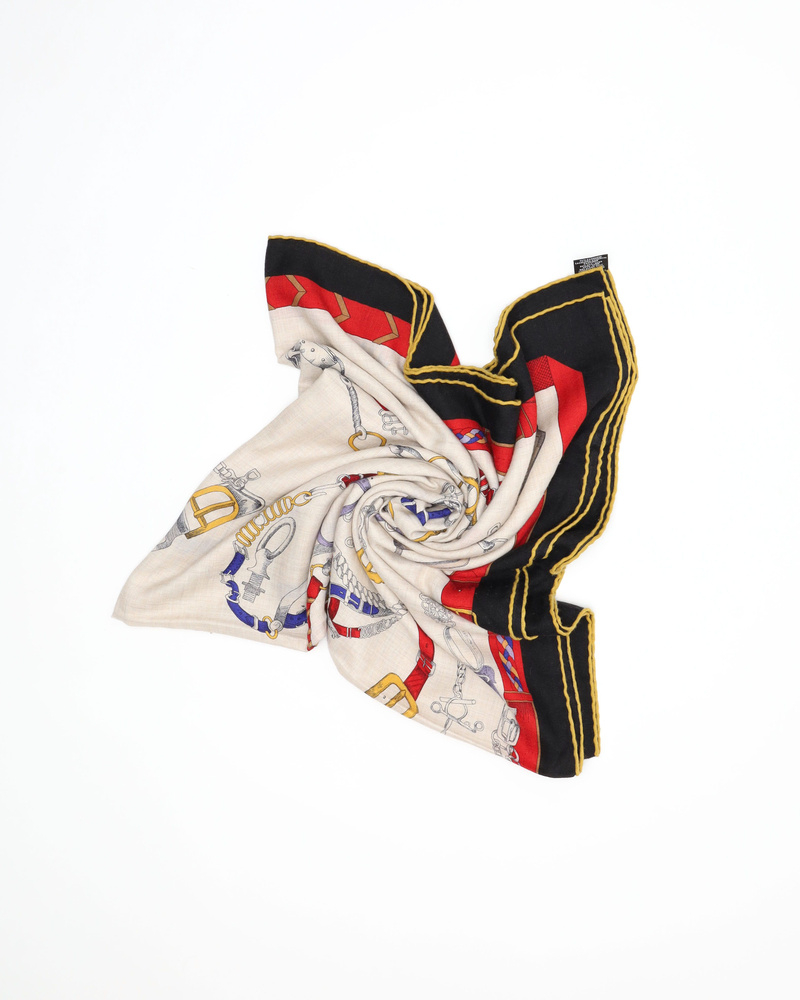 Hermès 140 Chevaux Dechaines Cashmere Silk Scarf