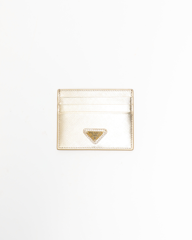 Prada Saffiano Triangle Card Holder
