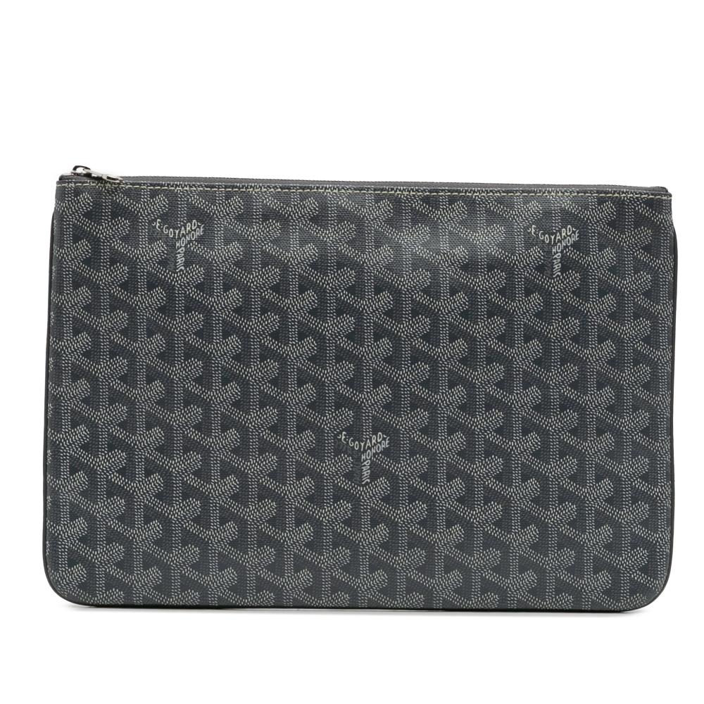Goyard AB Goyard Gray Coated Canvas Fabric Goyardine Senat MM France